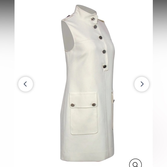 Etcetera - Cream Mock Neck Shift Dress W/ Oversized Silver Buttons Size 2 - Picture 2 of 7